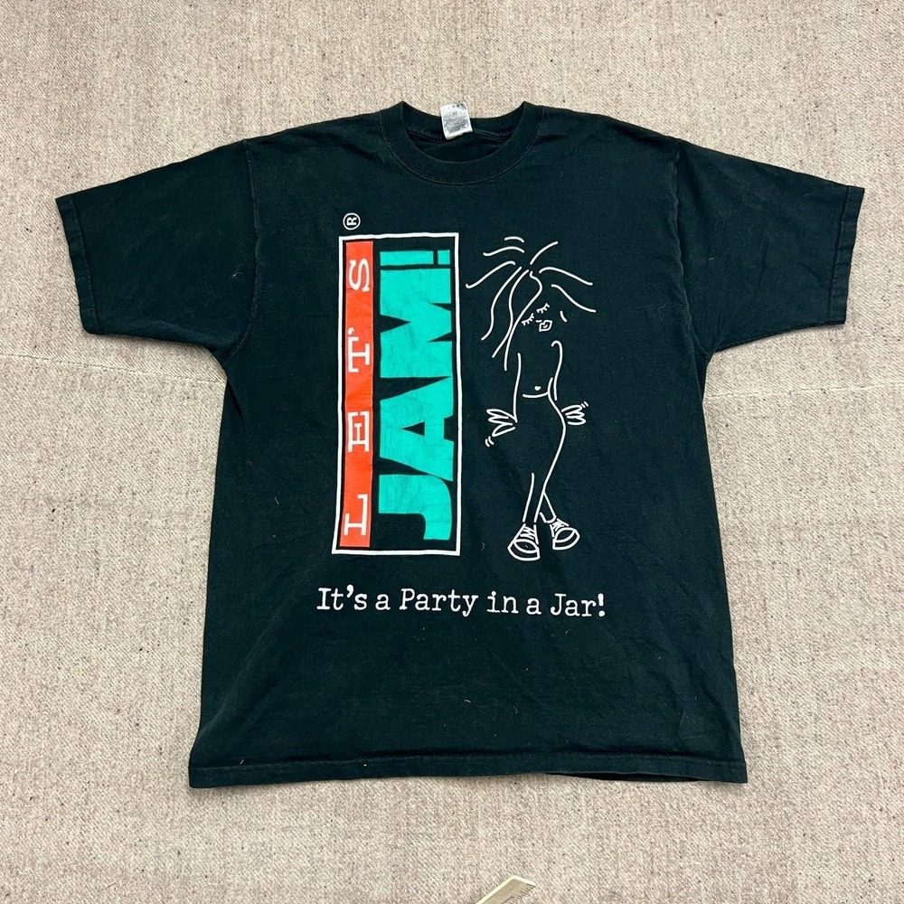 Vintage Lets Jam Shirt Mens XL Black 1990s Doug Banks Morning Show‎ Jam Session